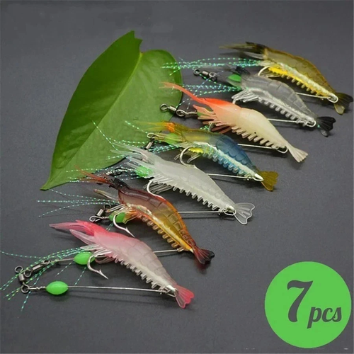 Luminous Shrimp 7-Pc -Imitation Lure Set — Soft Shrimp Fishing Lures