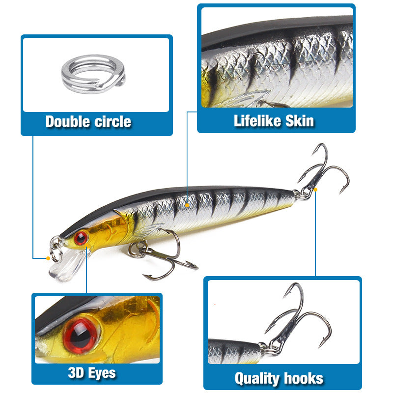 Floating Lure (with Rattles) – 10 cm / 9 g – Realistic Fishing Bait for Saltwater and Freshwater – Fishing Gear