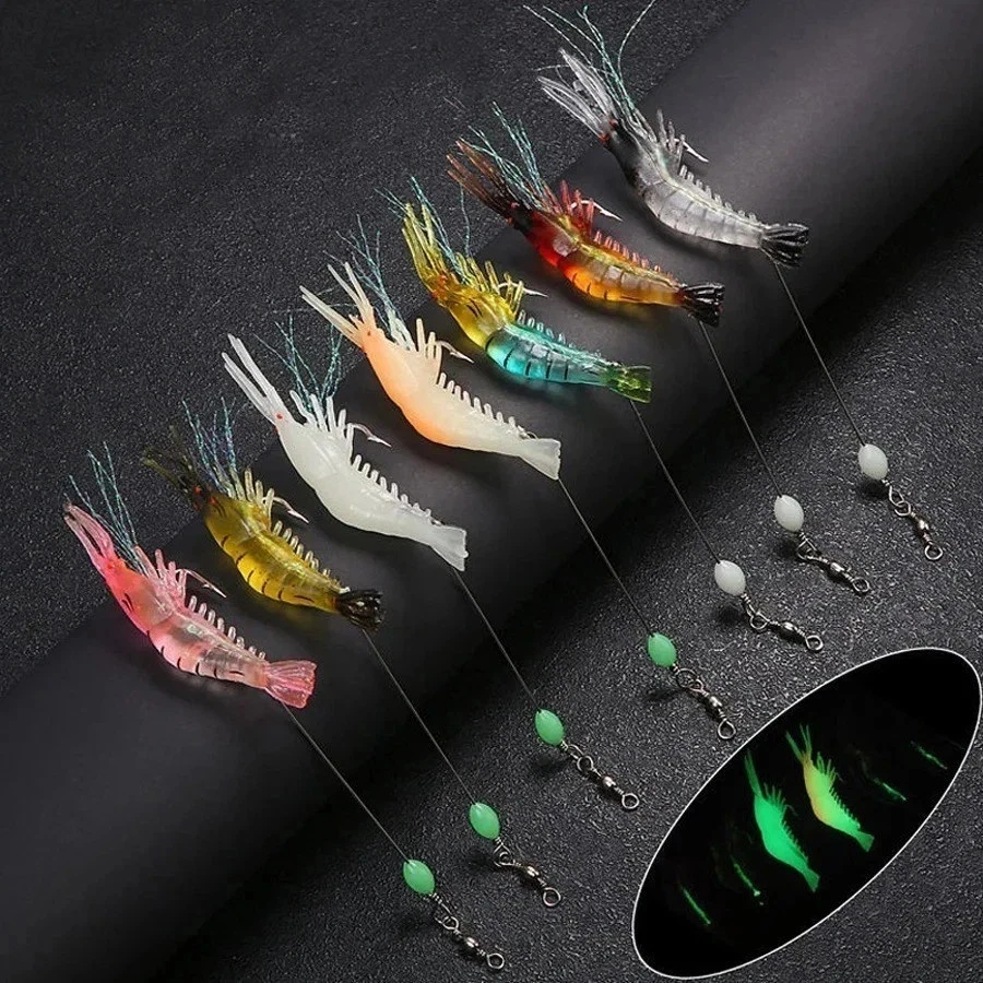 Luminous Shrimp 7-Pc -Imitation Lure Set — Soft Shrimp Fishing Lures